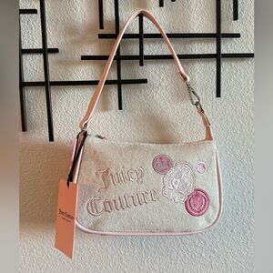 Juicy Couture Terry Cloth Mini Shoulder Bag Pink Cream Y2K NWT